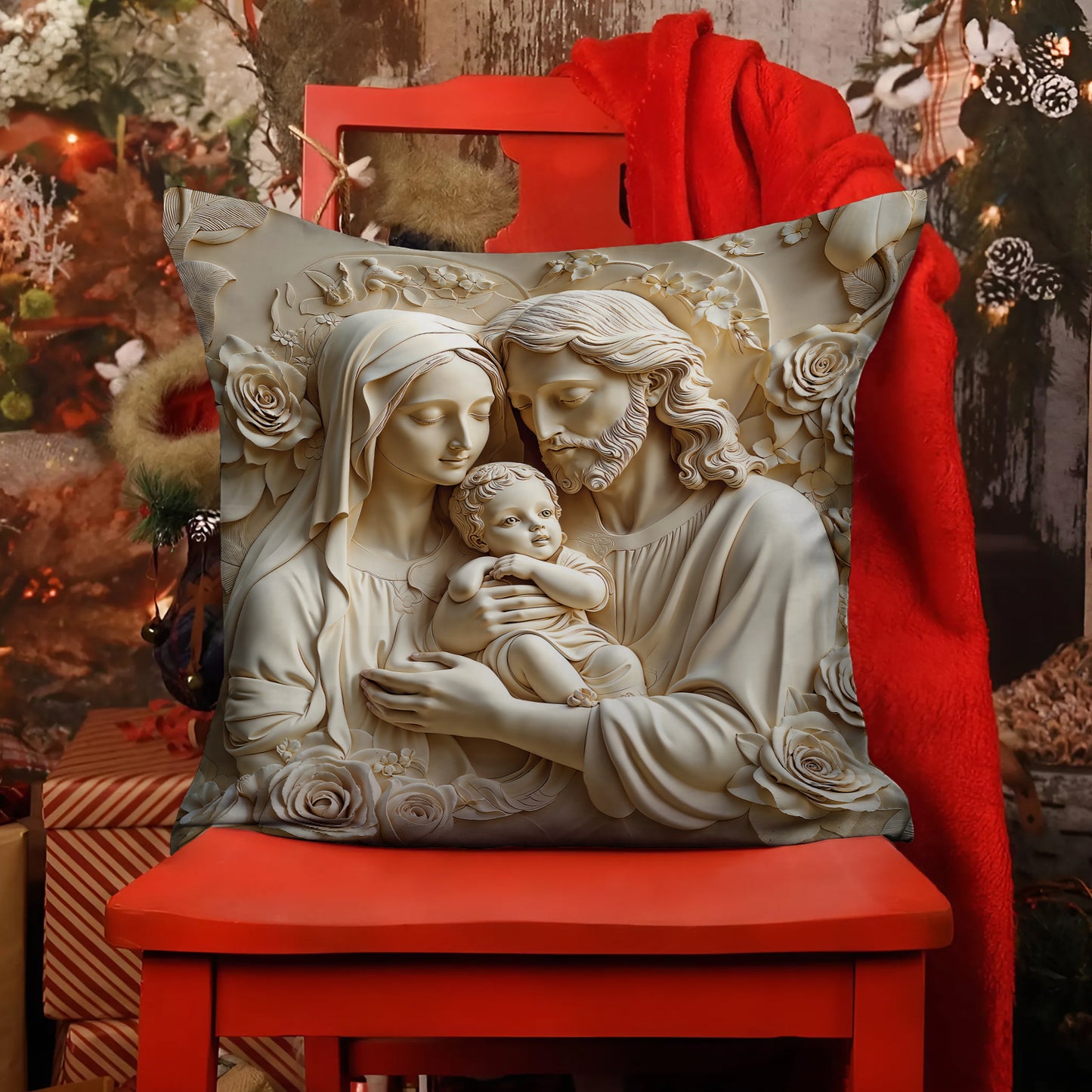 Shineful 2D Print Cushion Cover, Pillowcase, Pillows Covers - Holy Family Rose