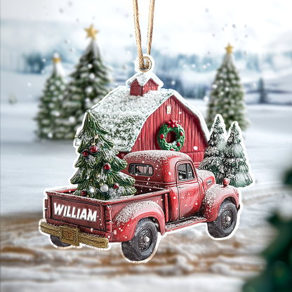 Shineful Personalized 2D Acrylic Ornament Vintage Red Truck Christmas