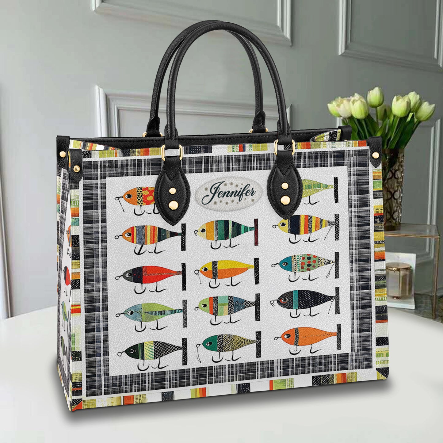 Shineful Leather Bag Personalized Vintage Fishing Lures