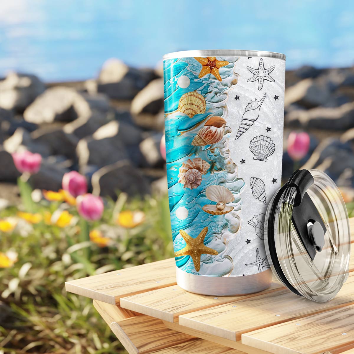 Shineful 20oz Tumbler Seashell Wave