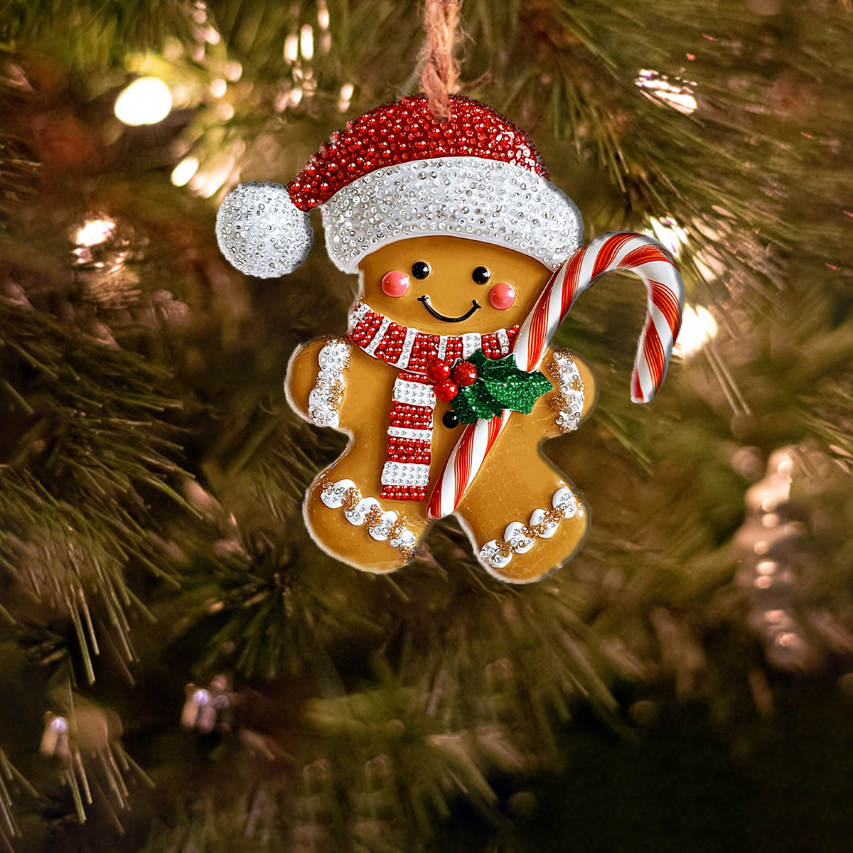 Shineful 2D Acrylic Ornament Gingerbread Candy Cane