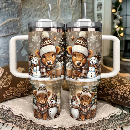 Shineful Tumbler Cozy Cow  Winter Warmth Edition