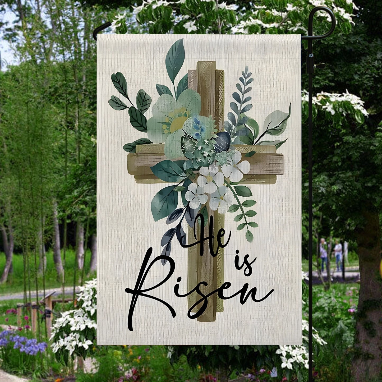 Shineful Garden Flag 12" x 18" Floral Cross of Hope