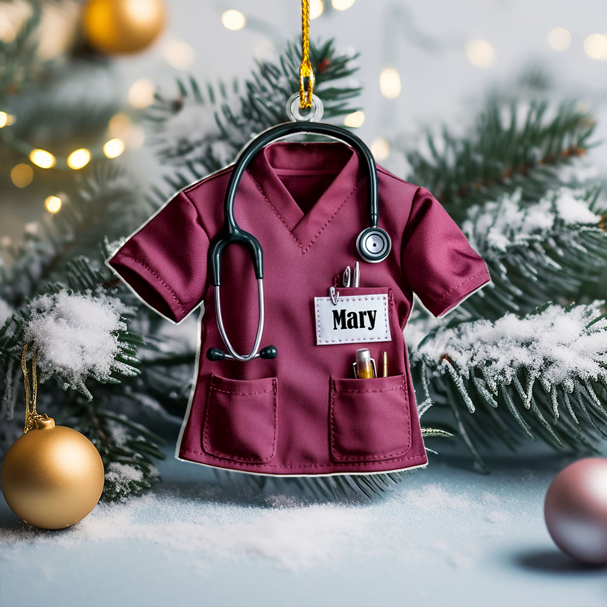 Shineful 2D Acrylic Ornament Personalized Nurse Scrub Tops