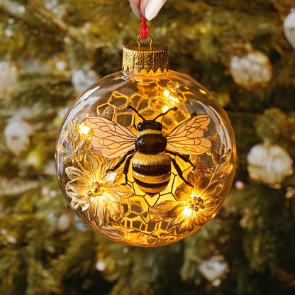 Glänzendes 2D-Acryl-Ornament „Bee-Loved Christmas“ 