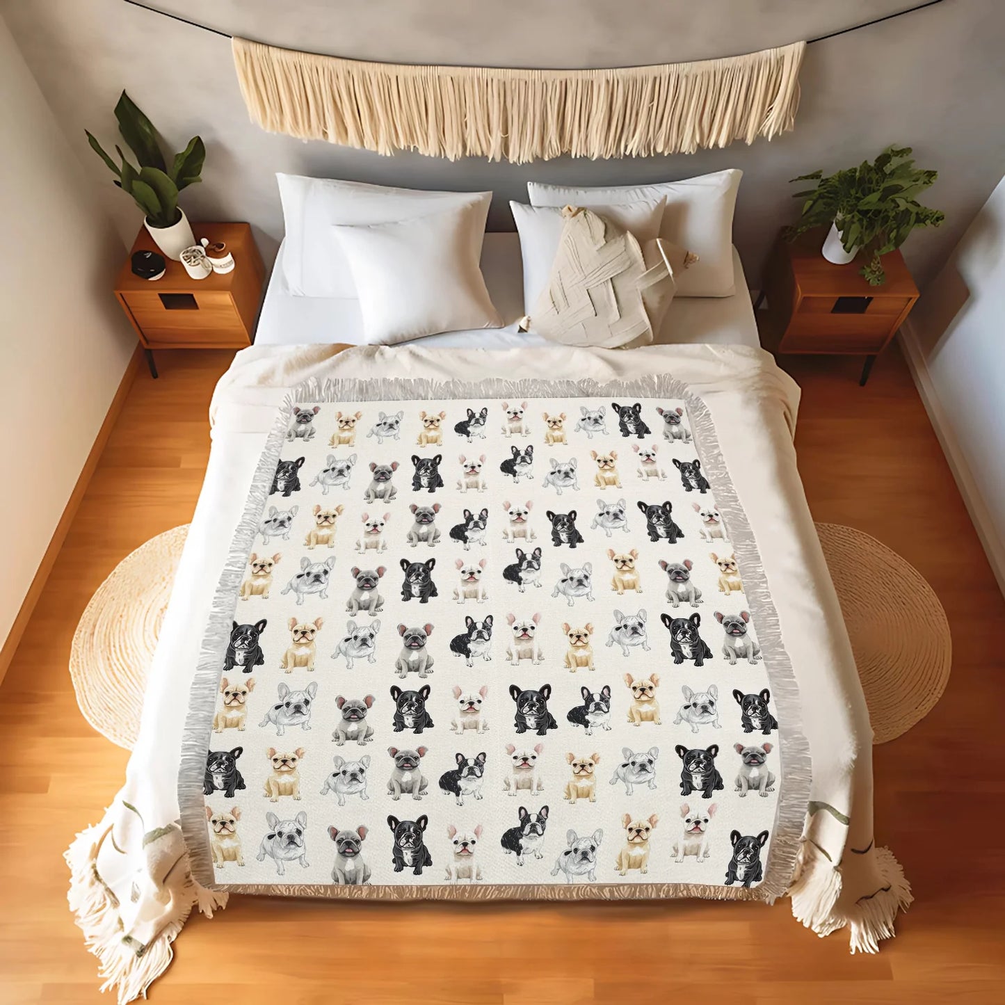 Shineful Woven Tapestry Throw Blanket - Cuddle Time Frenchie