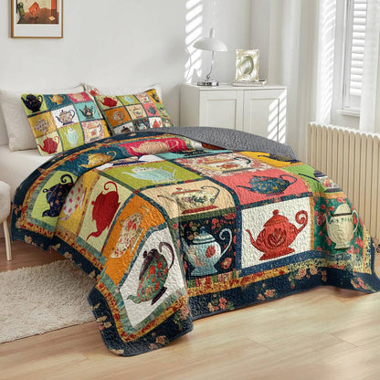 Shineful All Season Quilt 3-teiliges Set - Vintage-Teekanne 