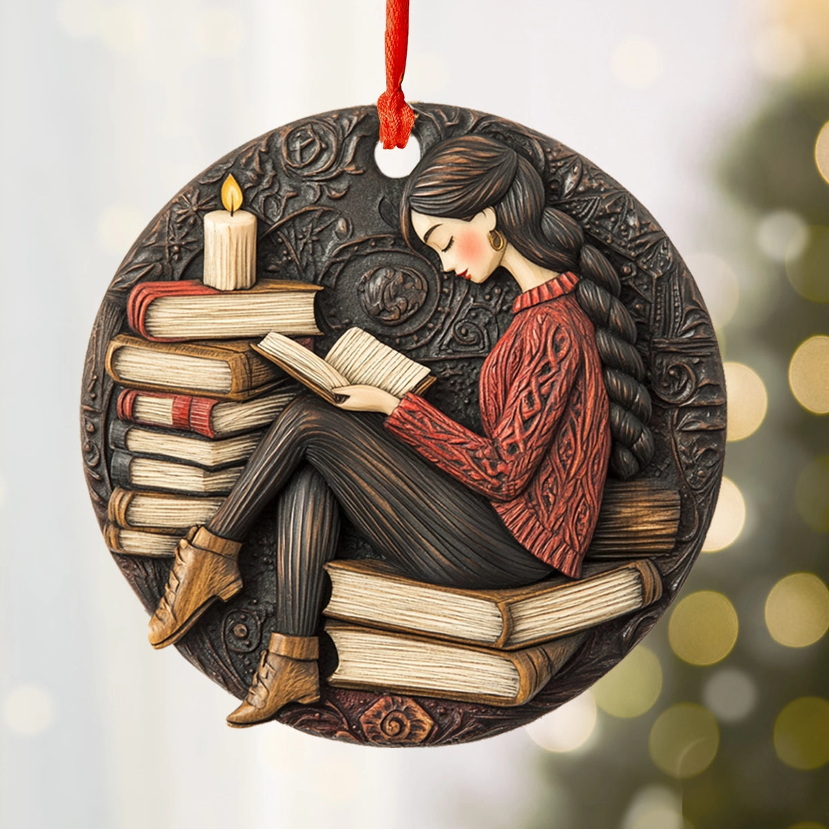 Shineful 2D Acrylic Ornament Cozy Reading Corner