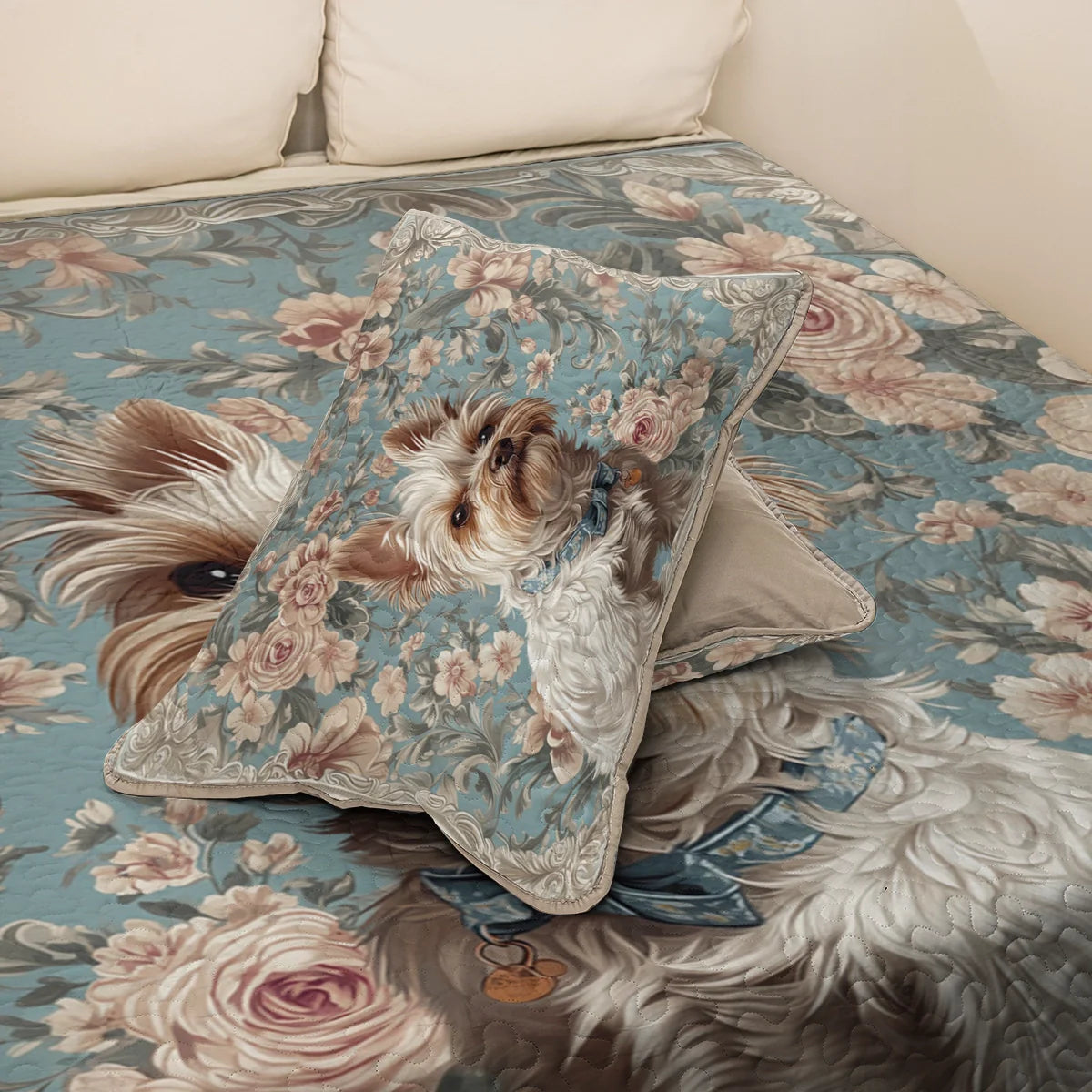 Shineful All Season Quilt 3-Piece Set Royal Yorkie Elegance