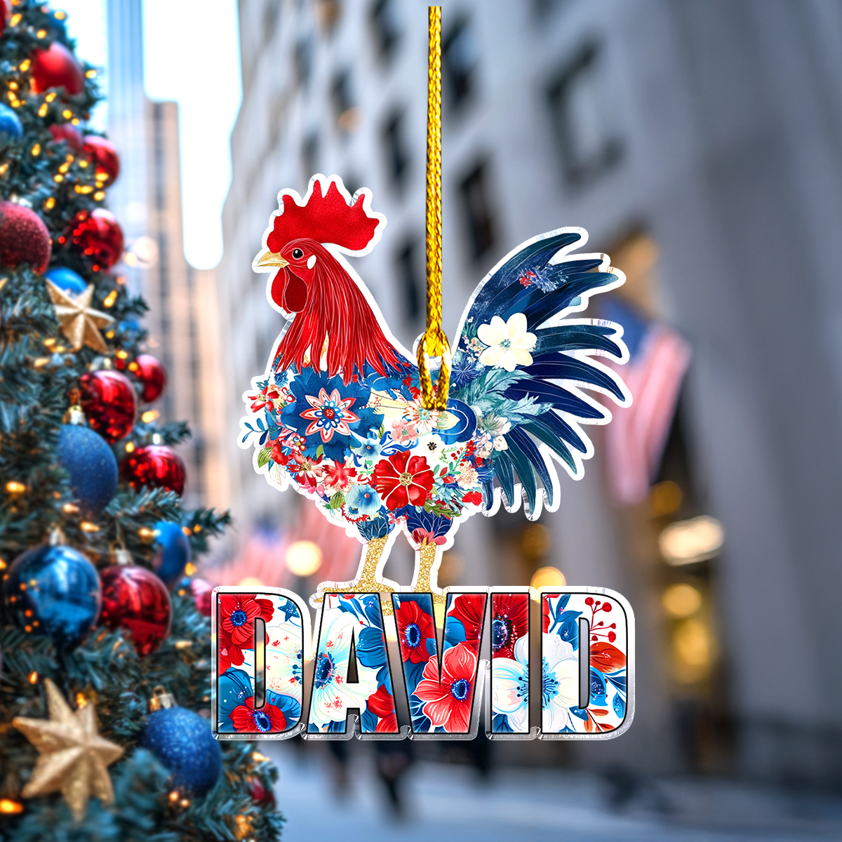 Shineful Personalized 2D Acrylic Ornament America Rooster