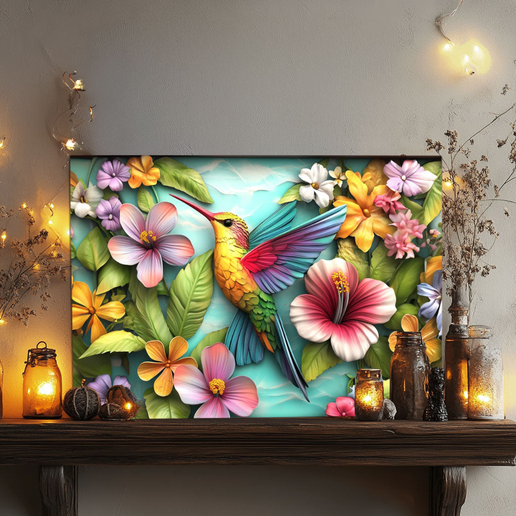 Shineful 2D Metal Sign Tropical Hummingbird