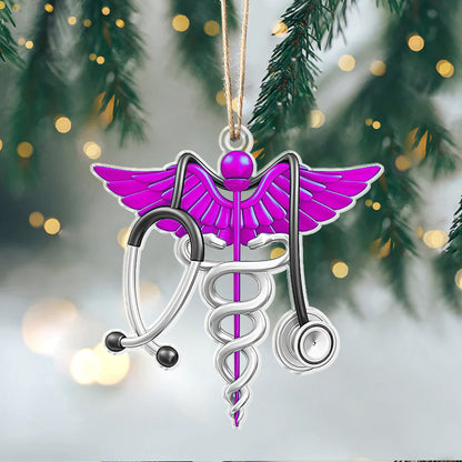 Shineful 2D Acrylic Ornament - Medical Caduceus