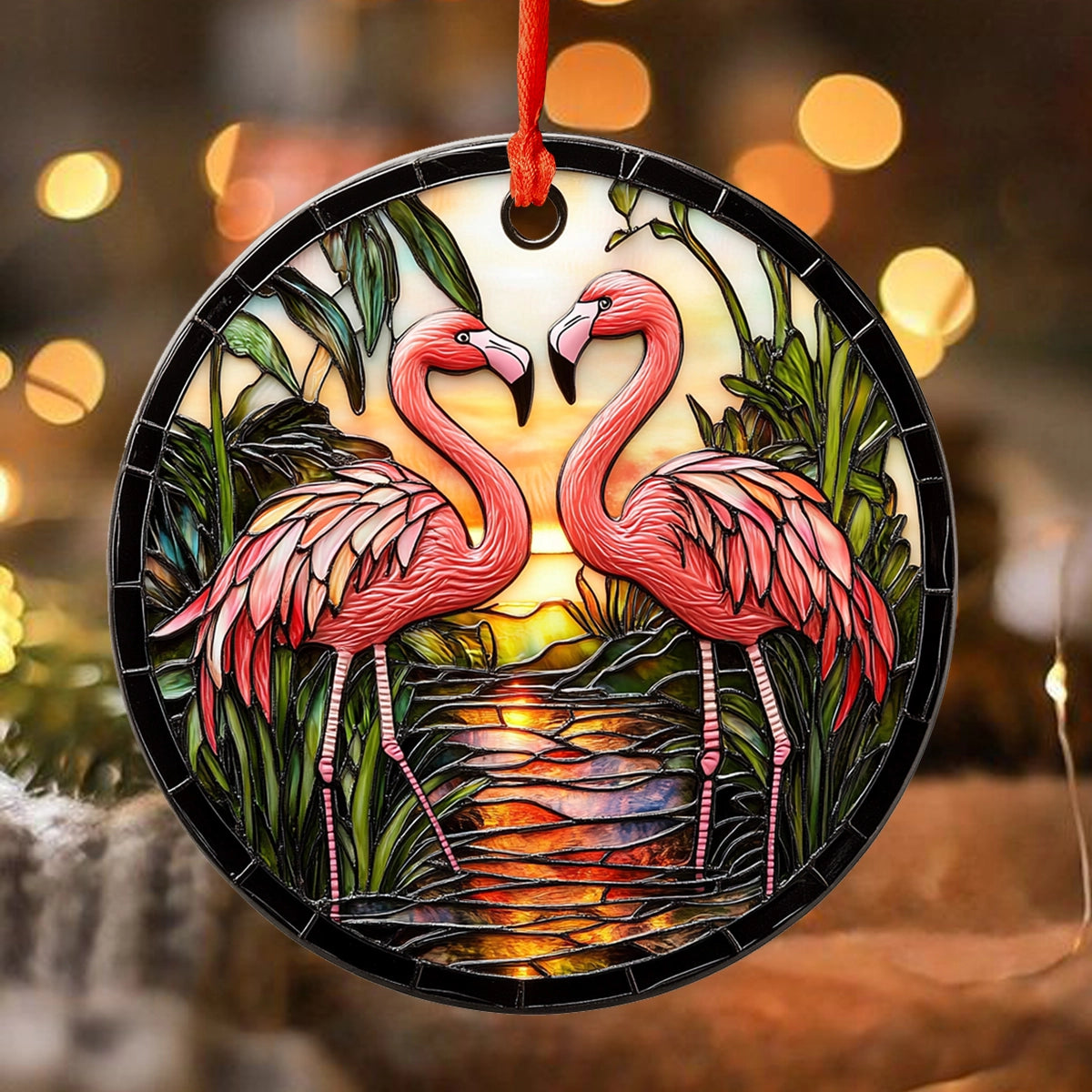 Shineful 2D Acrylic Ornament Flamingo Love