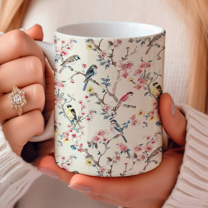 Shineful Ceramic Mug Sakura And Bird