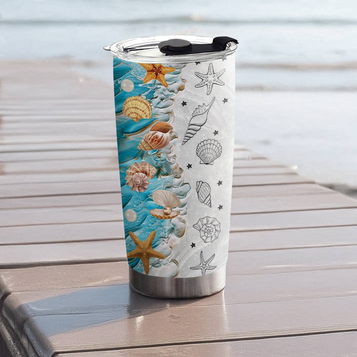 Shineful 20oz Tumbler Seashell Wave