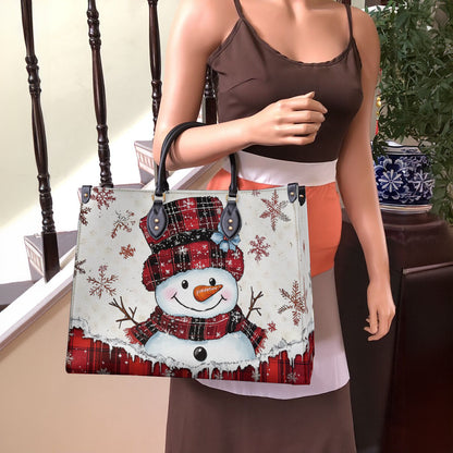 Shineful Leather Bag Plaid Snowman Joy