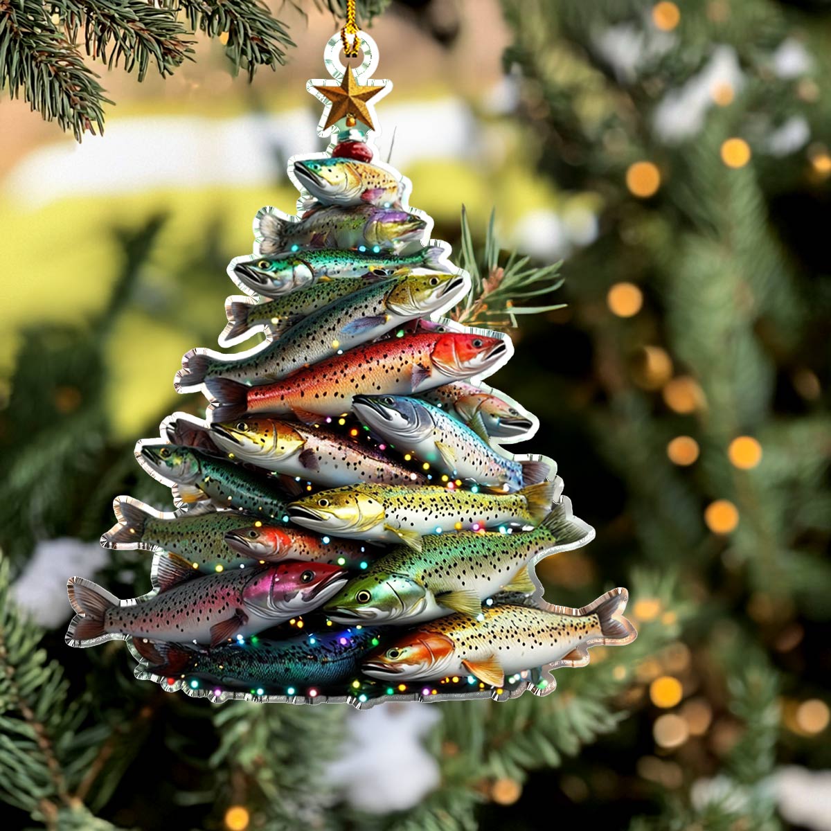 Shineful 2D Acrylic Ornament Amazing Trout Christmas Tree