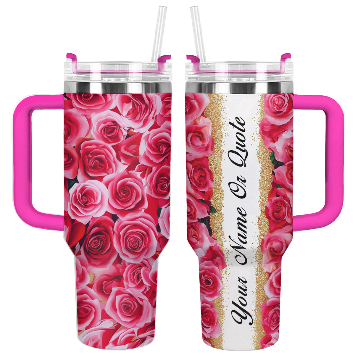 Shineful Tumbler Pink Rose With Glitter