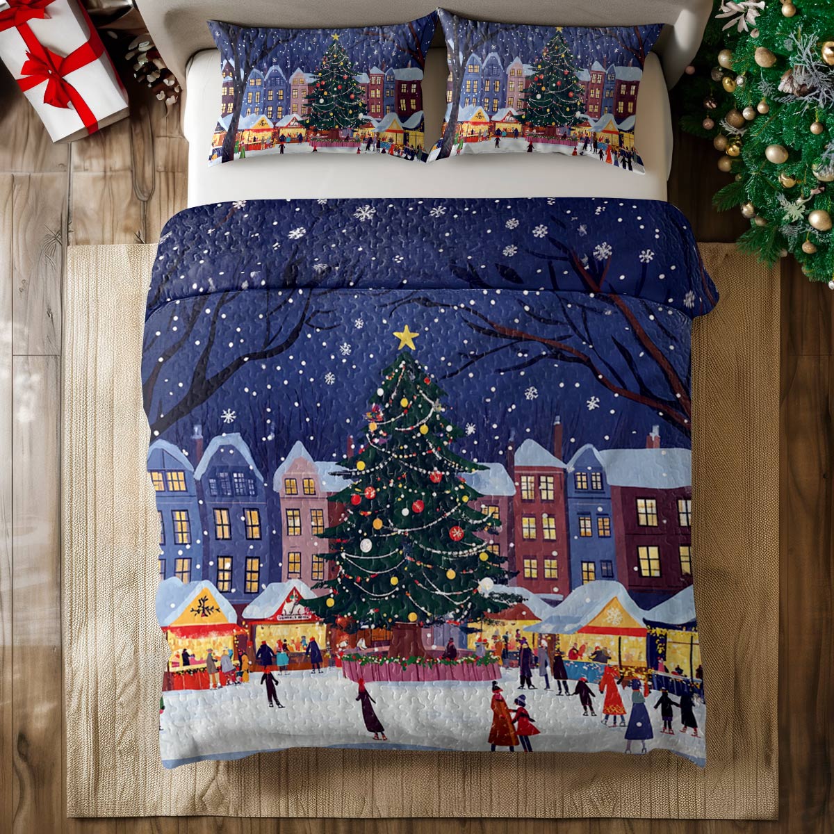 Shineful All Season Quilt 3-Piece Set Christmas Market