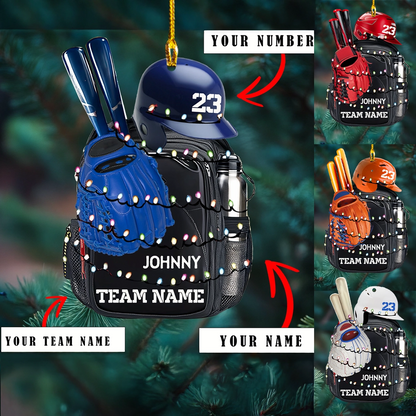 Shineful Acrylic Ornament Personalized Baseball Christmas Backpack