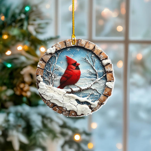 Shineful 2D Acrylic Ornament - Winter Wonderland Cardinal