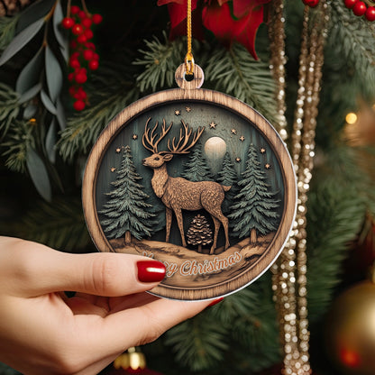 Glänzendes 2D-Ornament aus Acryl – Woodland Majesty Christmas