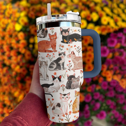 Shineful Tumbler Flowers Cats