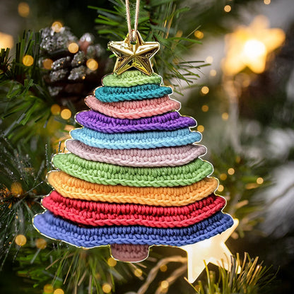 Ornement acrylique 2D brillant pour sapin de Noël au crochet coloré