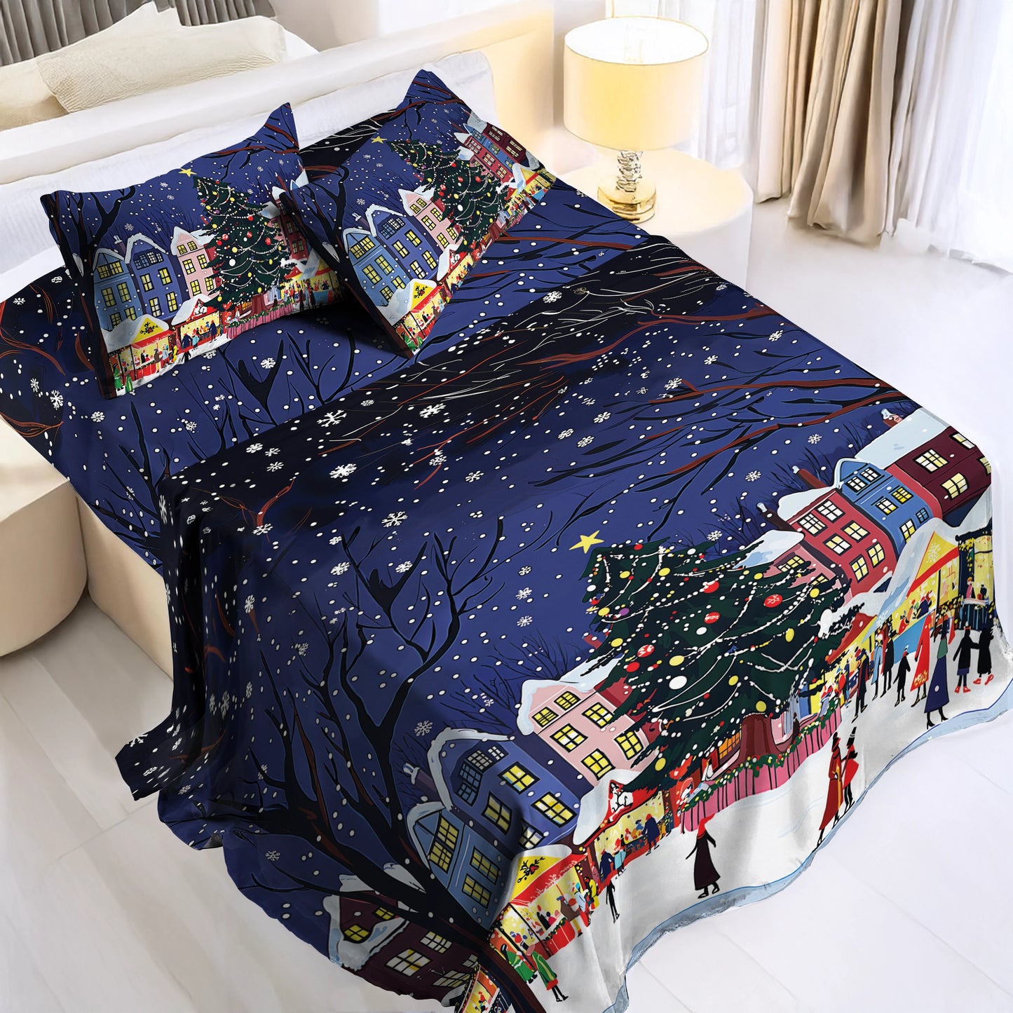 Shineful 4-Piece Bed Sheet Set - Christmas Market