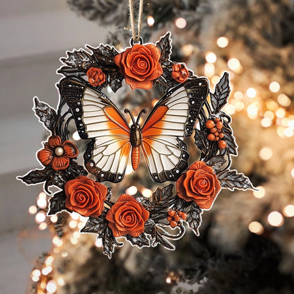 Shineful 2D Acrylic Ornament Rose Bloom Butterfly