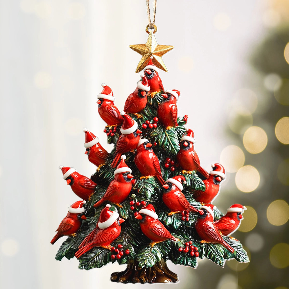 Shineful 2D Acrylic Ornament - Cardinal Christmas Tree