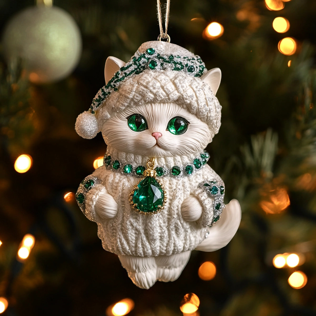 Shineful 2D Acrylic Ornament Emerald Frost Kitty