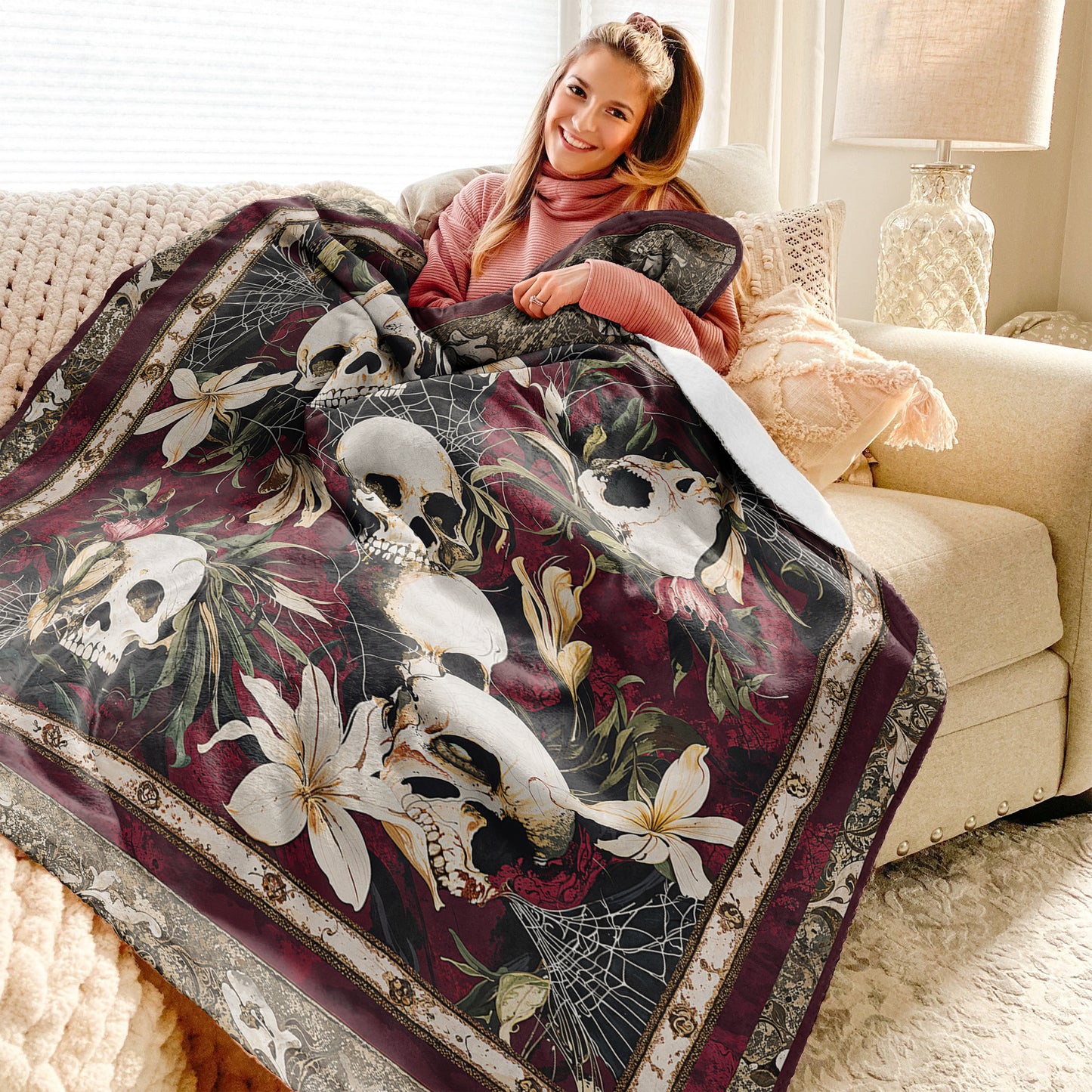 Shineful Fleece Blanket Skull