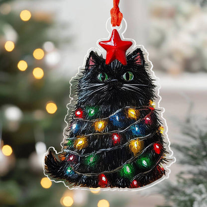 Glänzendes 2D Acryl Ornament Kätzchen Weihnachten 