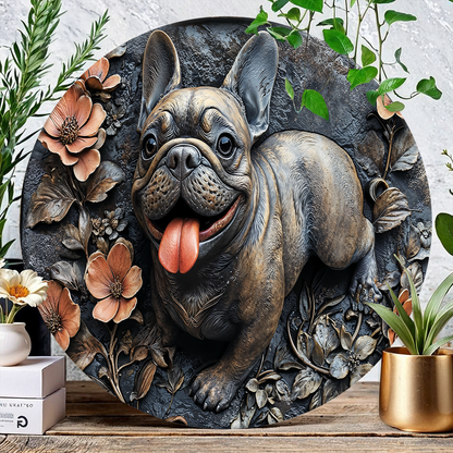 Glänzendes 2D-Holzschild, Hängedeko, Türschild – Lovely Frenchie