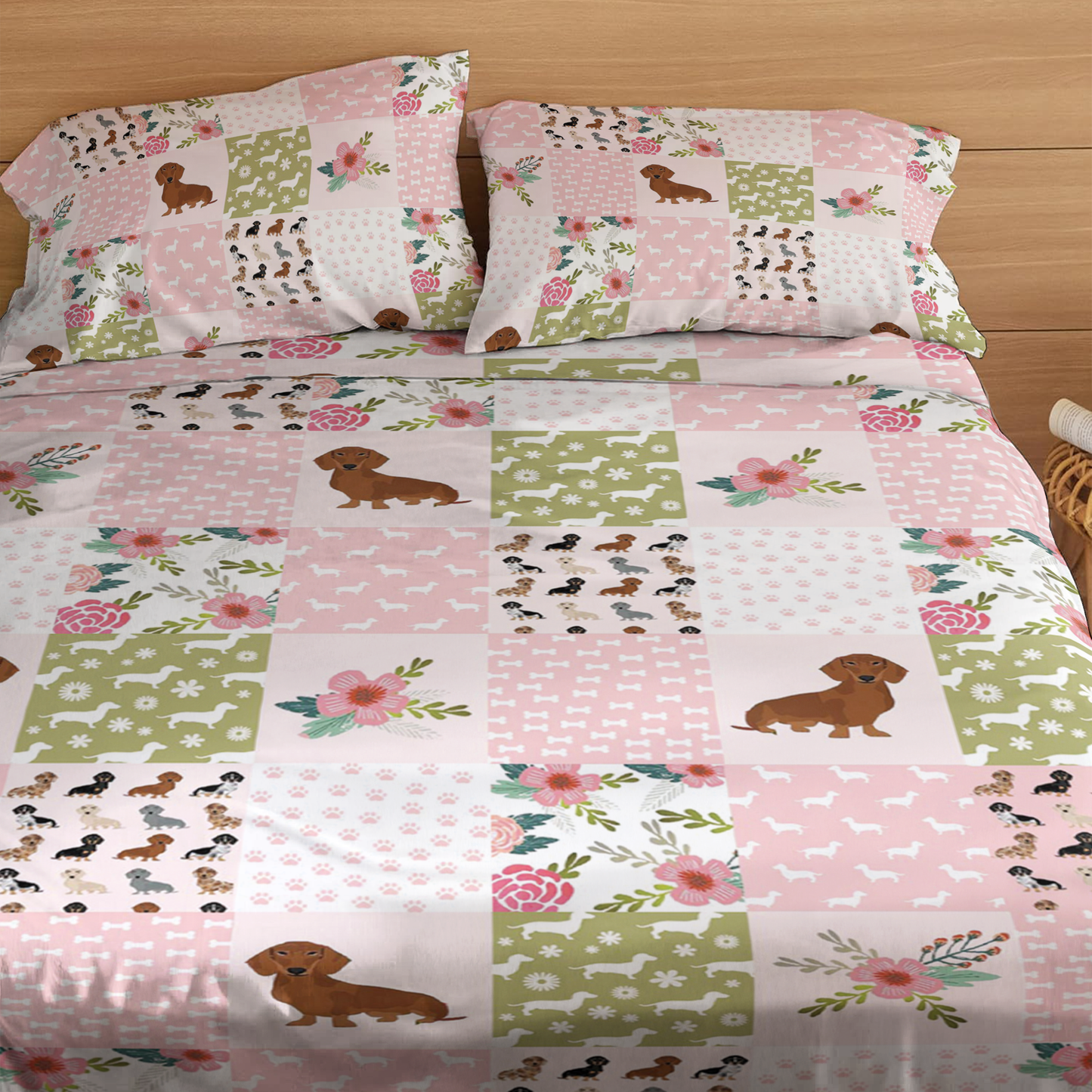 Shineful 4-Piece Bed Sheet Set Dachshund Dreams