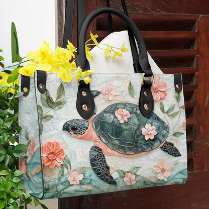 Shineful Leather Bag Floral Turtle