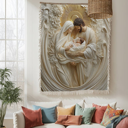 Shineful Woven Tapestry Throw Blanket Holy Family