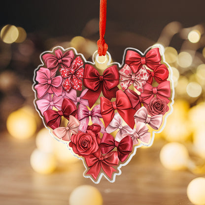 Shineful 2D Acrylic Ornament Red Bow Heart