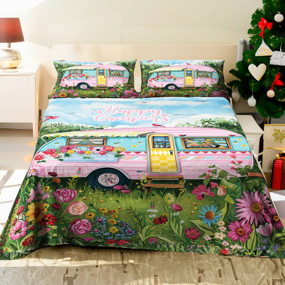 Shineful 4-Piece Bed Sheet Set Happy Camper