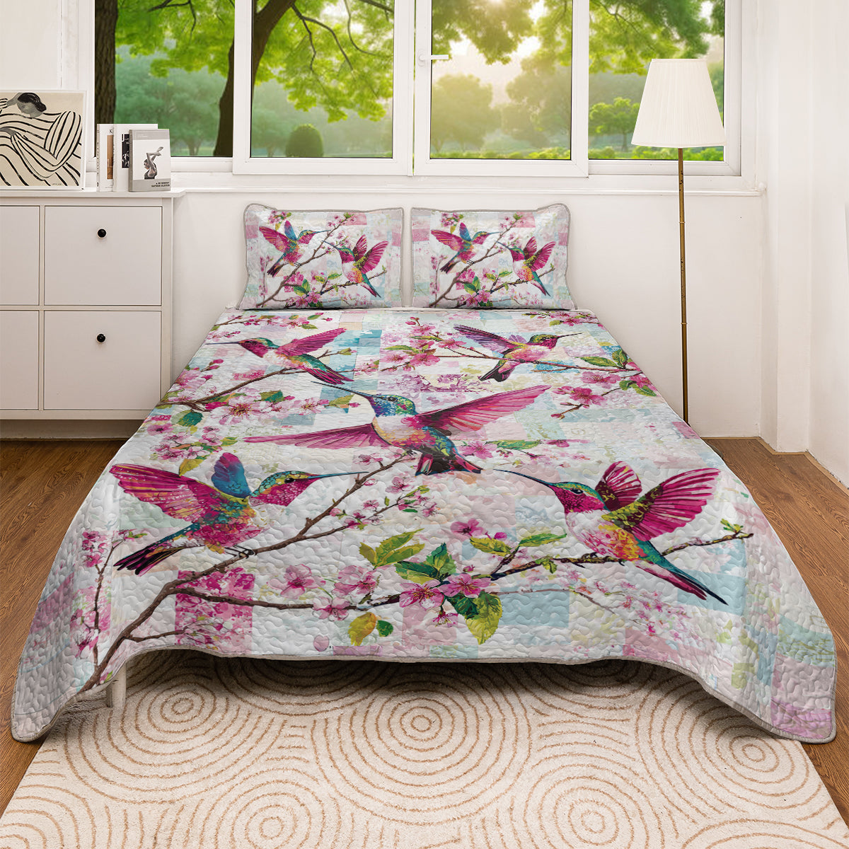 Shineful All Season Quilt 3-teiliges Set Blossom Hummingbird