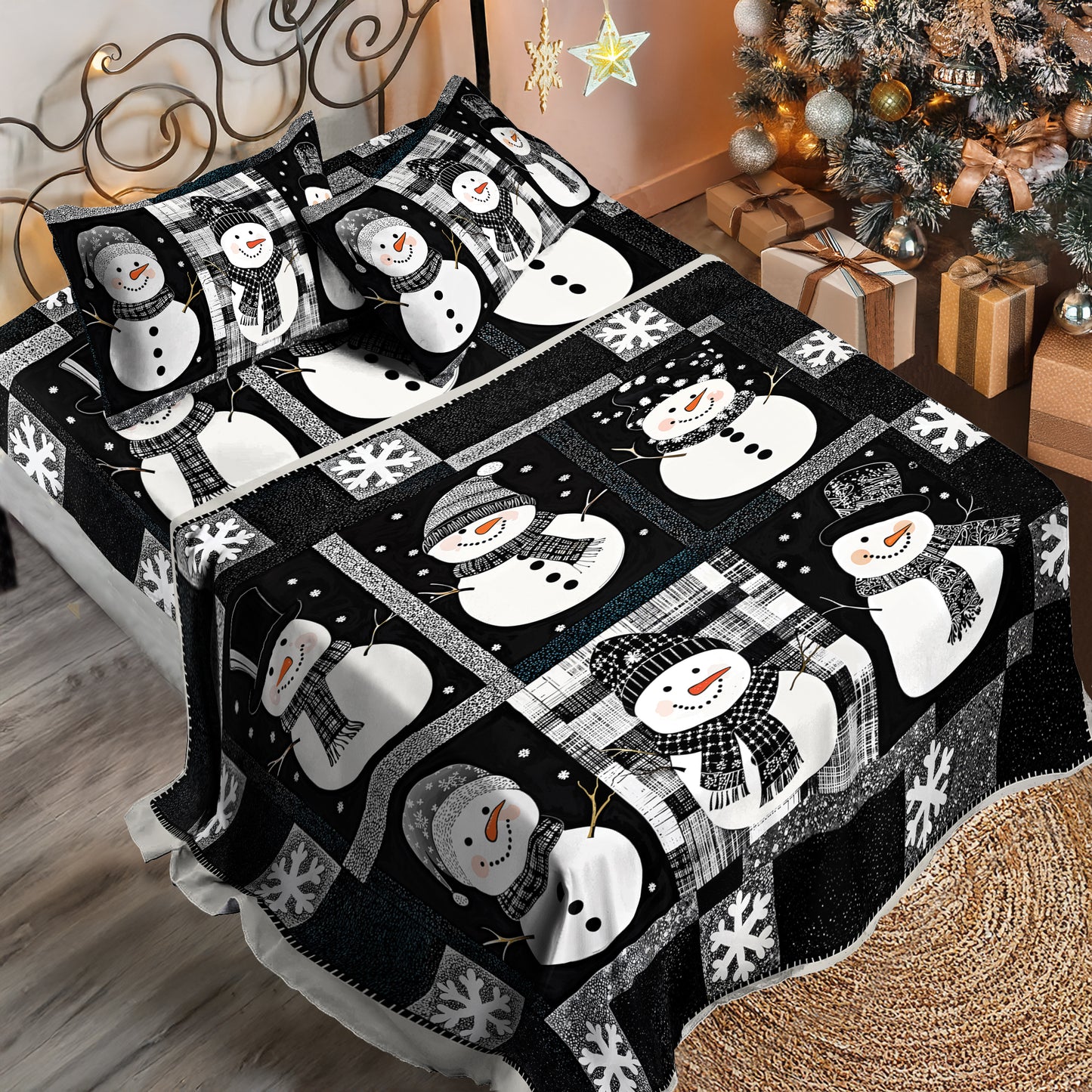 Shineful 4-Piece Bed Sheet Set - Cuteness Overload Snowman