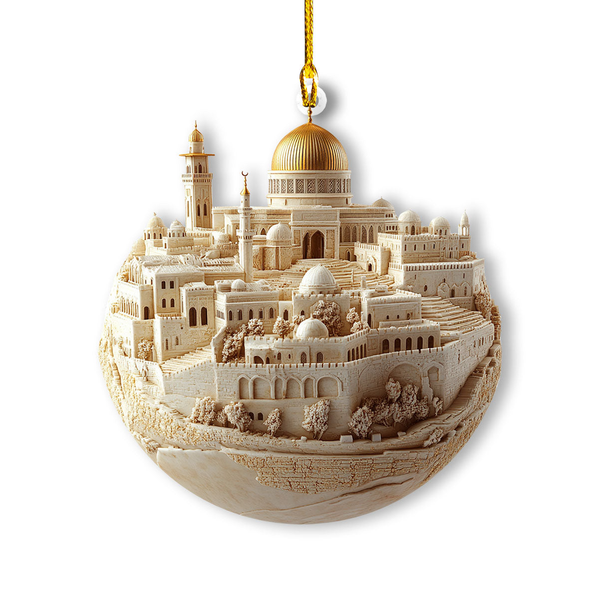 Glänzendes 2D-Acryl-Ornament – ​​Ewiges Jerusalem, Stadt des Glaubens 