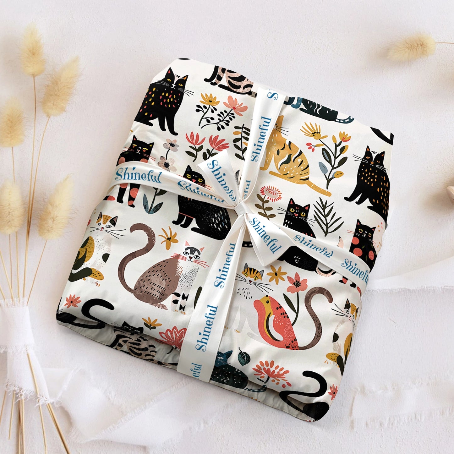 Shineful Fitted Sheet - Botanical Cat Bliss