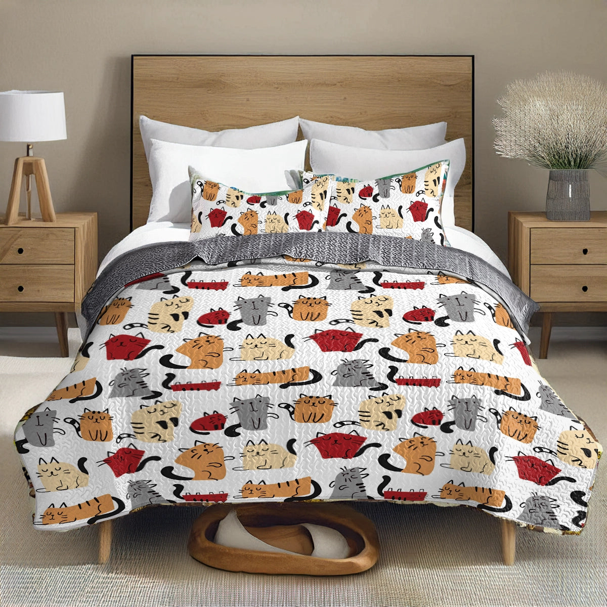 Shineful All Season Quilt 3-Piece Set Catnap Paradise