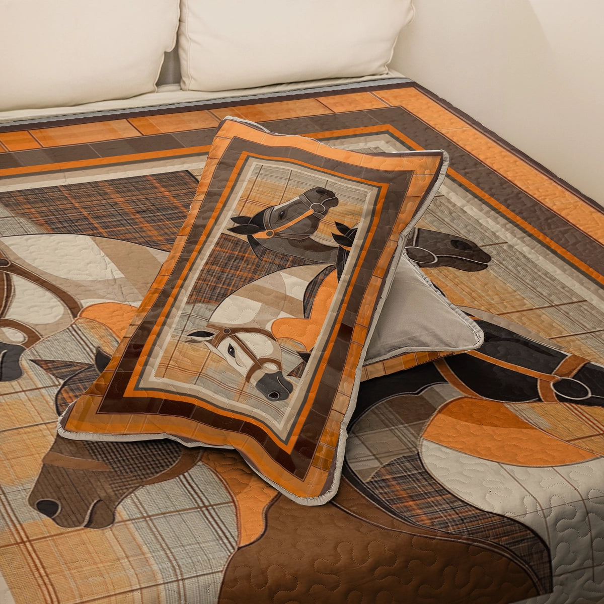 Shineful All Season Quilt 3-Piece Set Horse Timeless Elegance