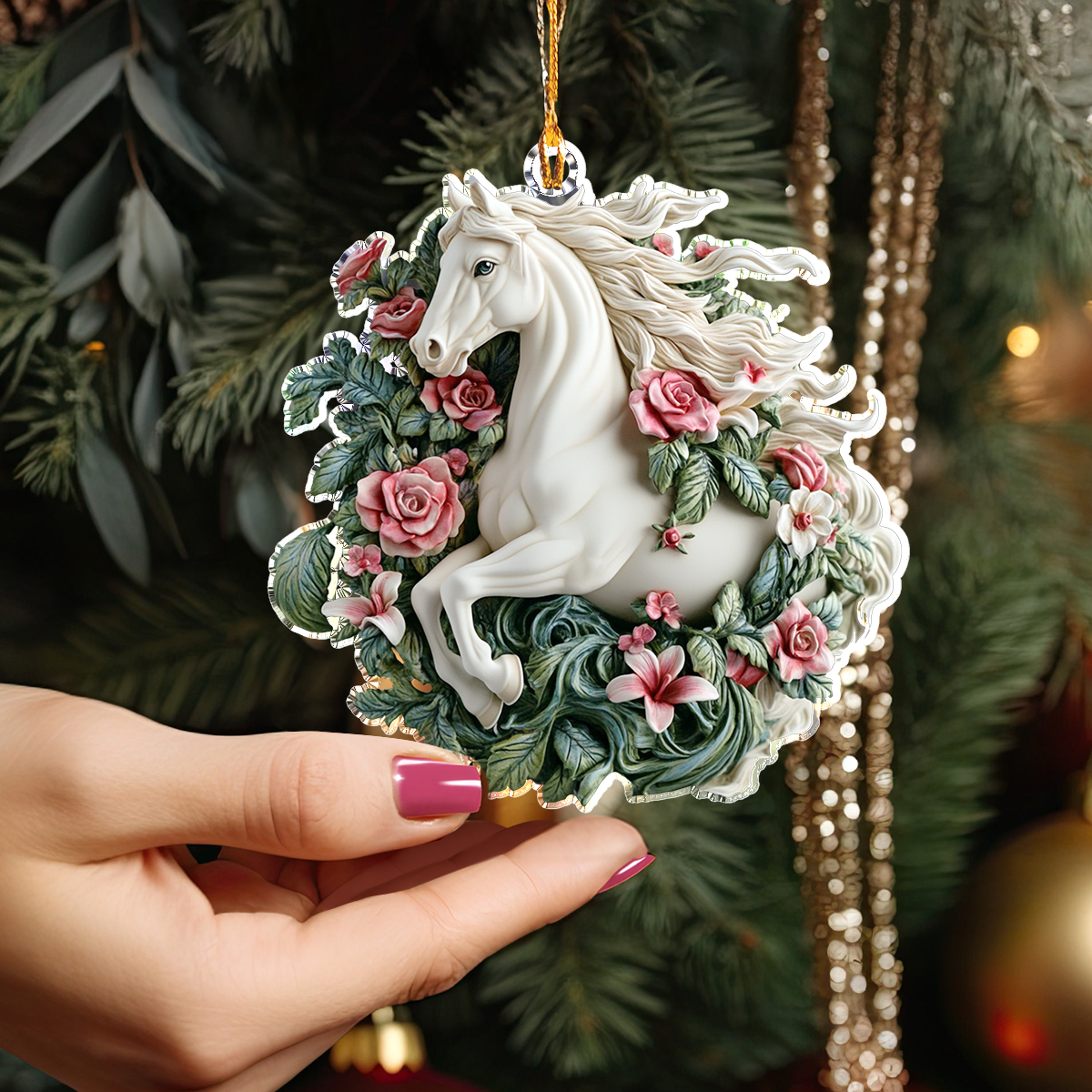 Shineful 2D Acrylic Ornament Majestic Blooms Horse