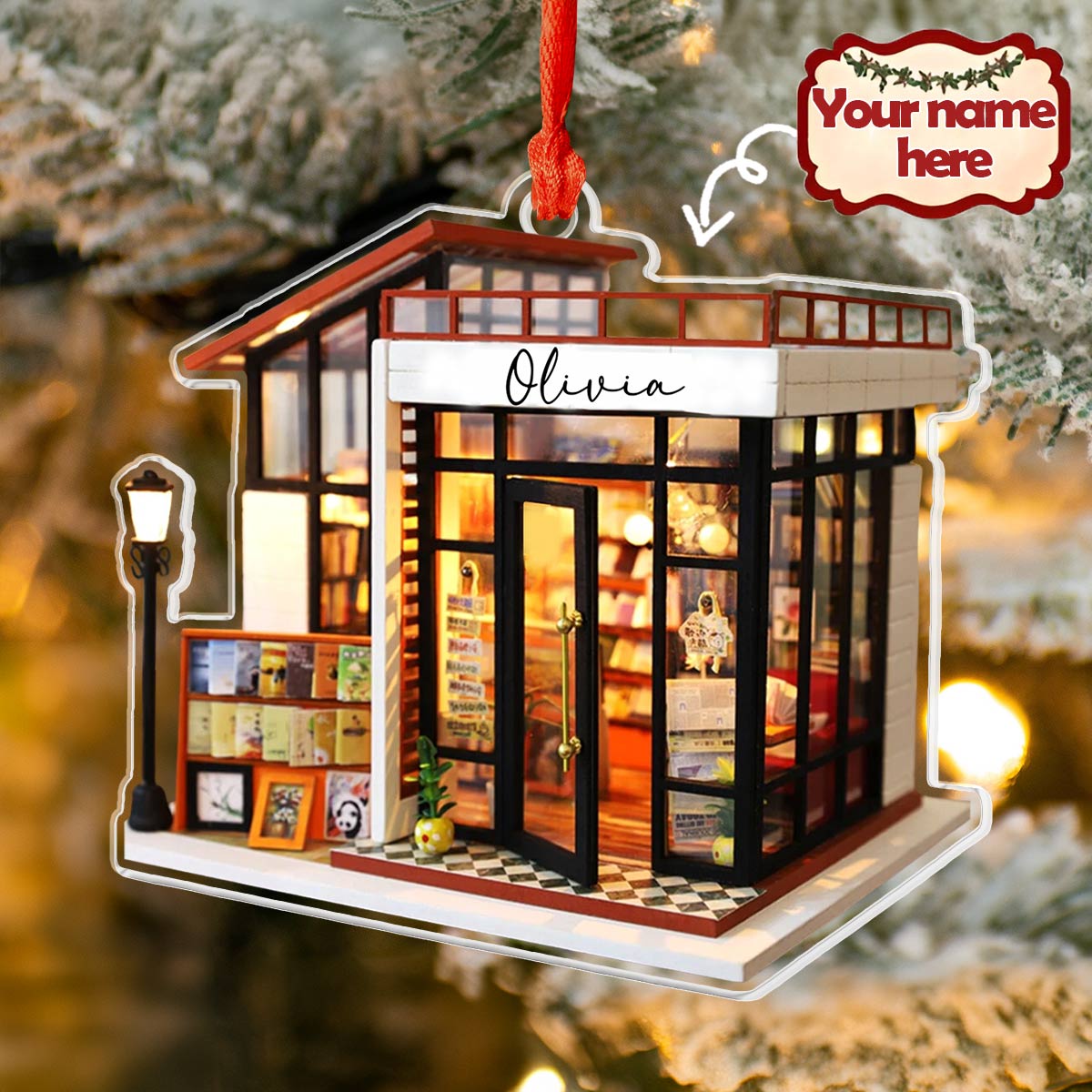 Shineful 2D Acrylic Ornament Personalized Bookstore