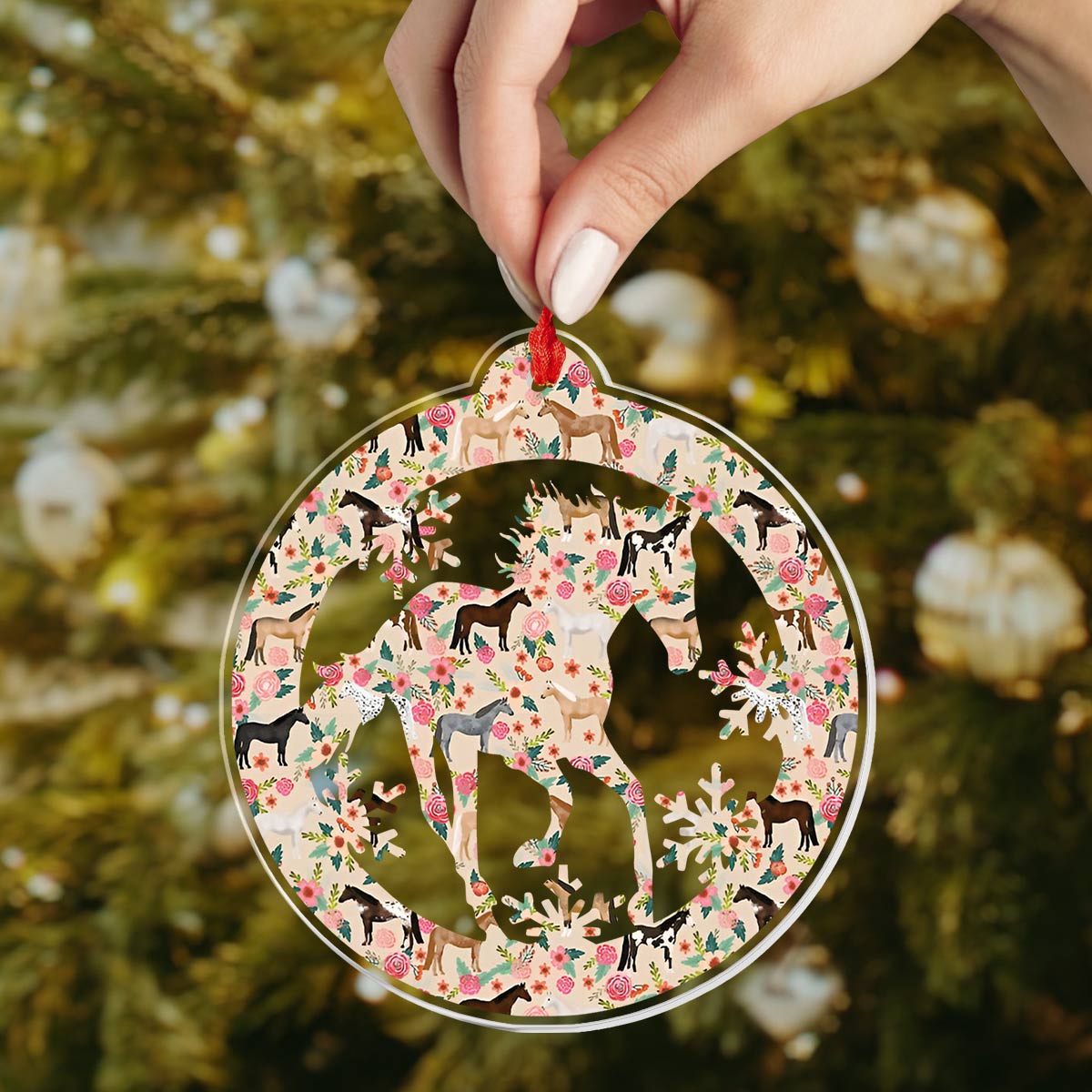 Shineful 2D Acrylic Ornament Floral Horse