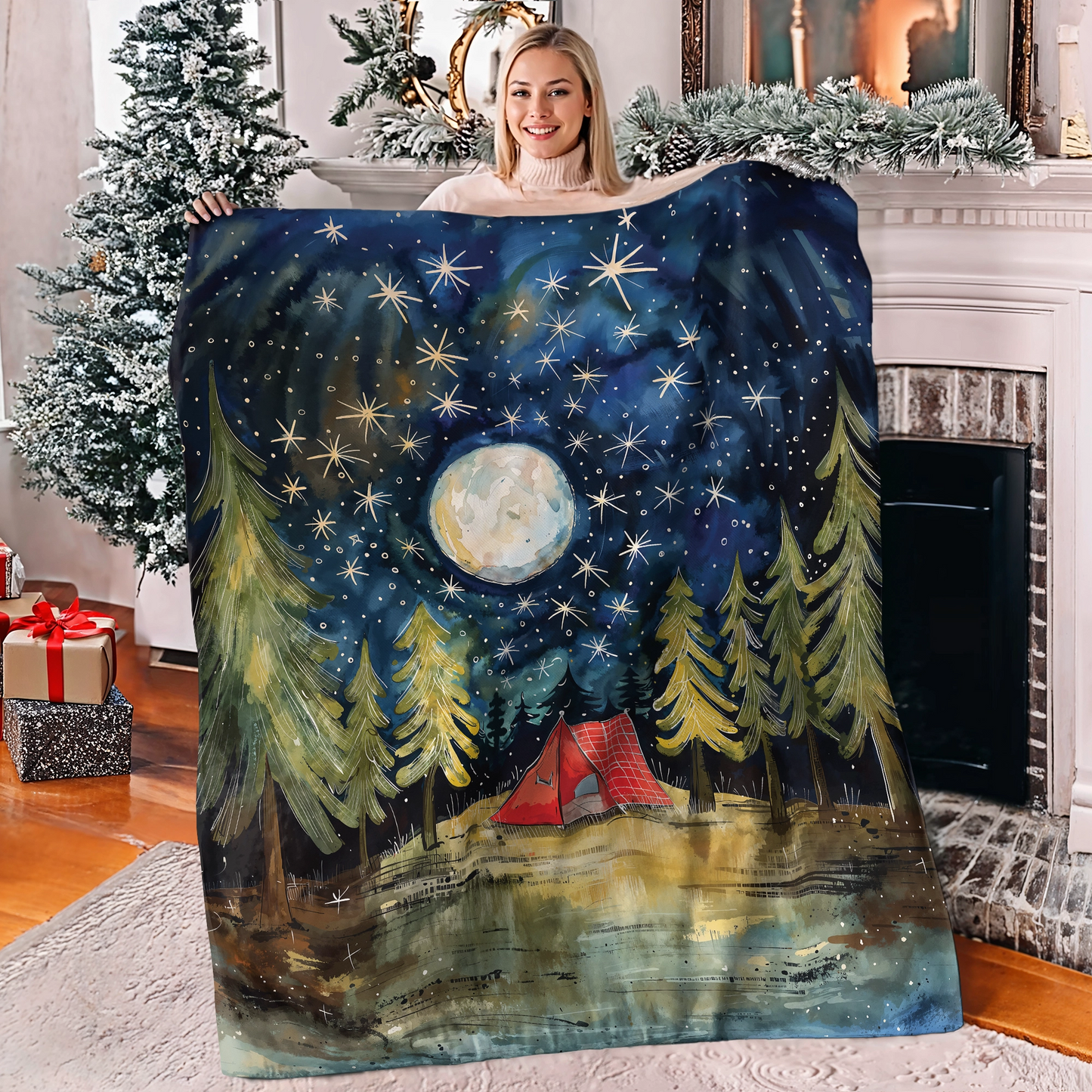 Shineful Fleece Blanket Camping Sleep Under The Star